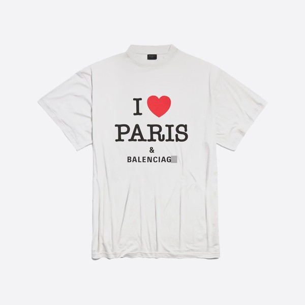 발렌시아가 I Love Paris & 발렌시아가 티셔츠 오버사이즈 화이트